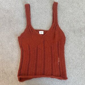Abercrombie and Fitch Burnt Orange V-Neck Crochet Tank